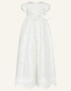 MONSOON Baby Provenza Silk Christening Gown Ivory