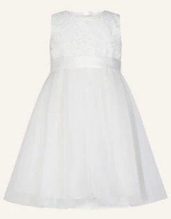 MONSOON Baby Alice Lace Bodice Tulle Dress Ivory