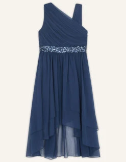 MONSOON Abigail One Shoulder Prom Dress Blue