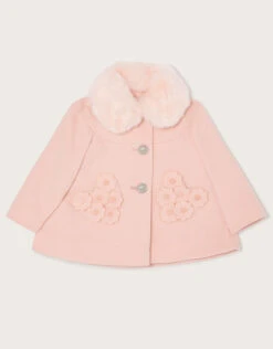 MONSOON Baby Laser Flower Pocket Coat Pink