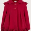 MONSOON Baby Rose Hem Pleated Coat With Hood Red