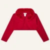 MONSOON Baby Super-Soft Faux Fur Collar Cardigan Red