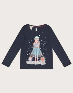 MONSOON Nutcracker Long Sleeve Top Blue