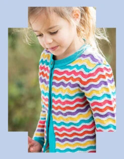 Frugi Rainbow Pointelle Cardigan Multi