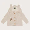 MONSOON Newborn Benny Bear Cardigan In Sustainable Cotton Ivory