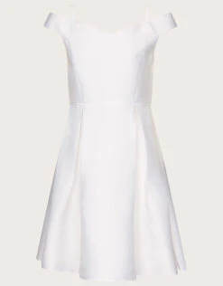 MONSOON Duchess Twill Bardot Prom Dress Ivory