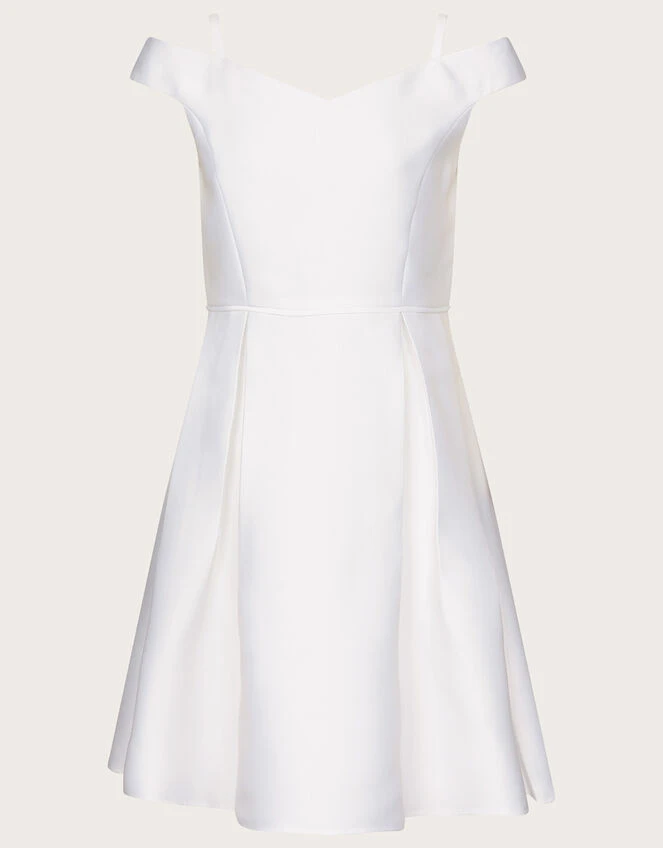 MONSOON Duchess Twill Bardot Prom Dress Ivory 1 MONSOON Duchess Twill Bardot Prom Dress Ivory