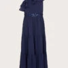 MONSOON Ruby Ruffle One-Shoulder Prom Dress Blue