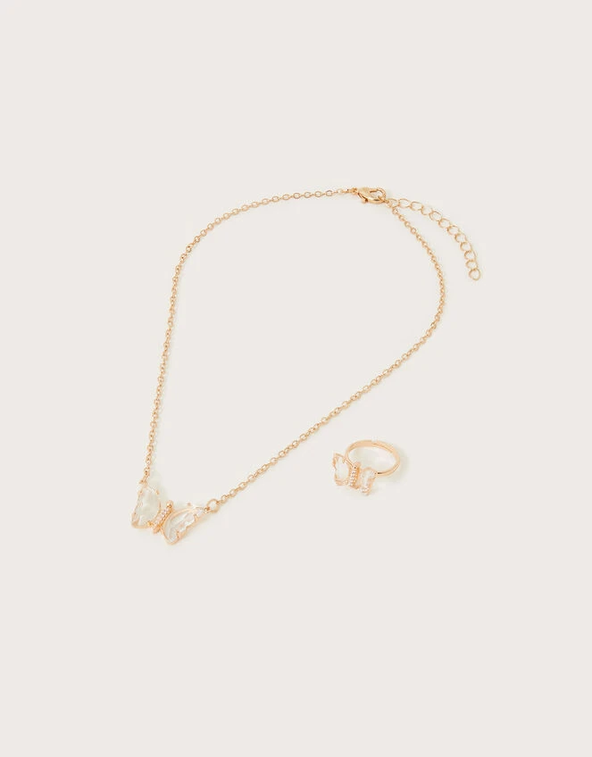 Jewel Butterfly Necklace And Ring Set 1 Jewel Butterfly Necklace And Ring Set