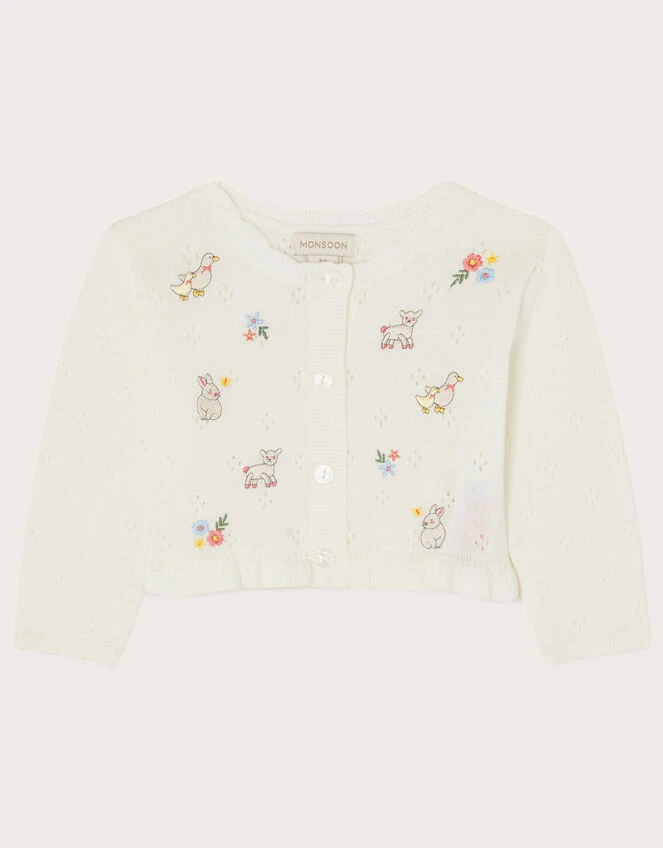 MONSOON Newborn Farm Animals Cardigan Ivory 1 MONSOON Newborn Farm Animals Cardigan Ivory