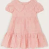 MONSOON Baby Broderie Pintuck Dress Pink