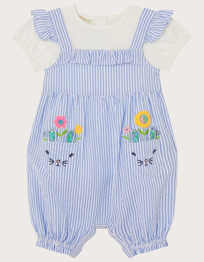 MONSOON Baby Bunny Seersucker Romper And T-Shirt Set Blue 1 MONSOON Baby Bunny Seersucker Romper And T-Shirt Set Blue