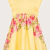 MONSOON Baby Roses Border Jacquard Dress Yellow