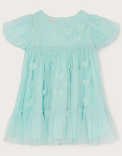 MONSOON Baby 3D Heart Mesh Dress Blue