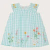 MONSOON Baby Gingham Floral Embroidered Dress Blue