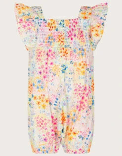MONSOON Baby Floral Print Broderie Romper Multi
