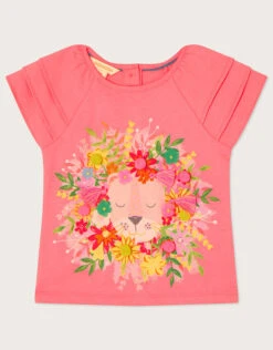MONSOON Baby Floral Lion T-Shirt Orange