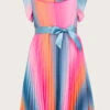 MONSOON Pleated Ombre Swing Dress Pink