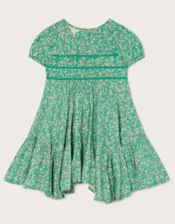 MONSOON Woven Flowerburst Short Sleeve Dress Green