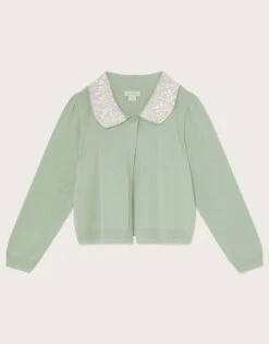 MONSOON Sequin Collar Cardigan Green