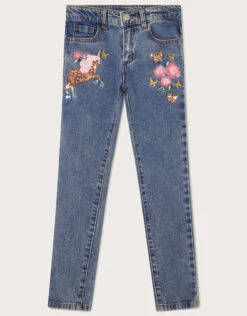 MONSOON Embroidered Unicorn Jeans Blue