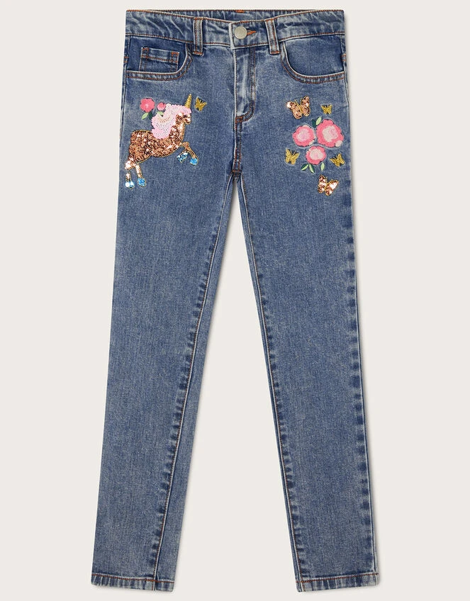 MONSOON Embroidered Unicorn Jeans Blue 1 MONSOON Embroidered Unicorn Jeans Blue