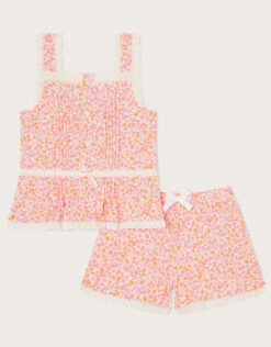 MONSOON Ditsy Jersey Pyjama Set Pink