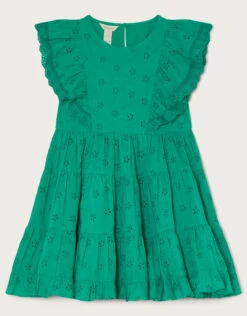 MONSOON Broderie Frill Dress Green