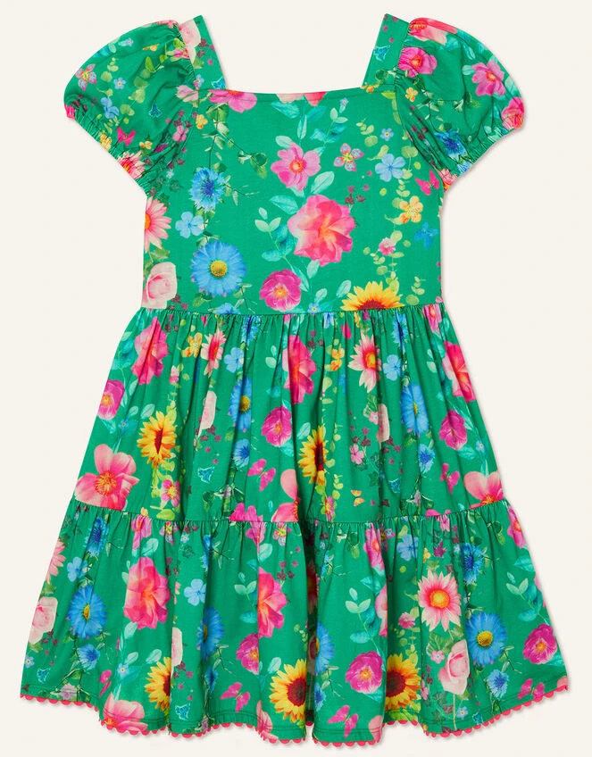 MONSOON Floral Print Short Sleeve Jersey Dress Green 1 MONSOON Floral Print Short Sleeve Jersey Dress Green