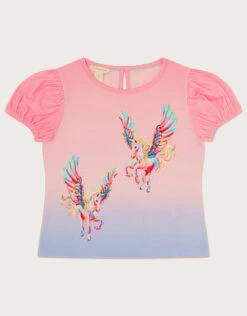 MONSOON Unicorn Ombre T-Shirt Pink