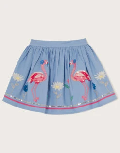 MONSOON Flamingo Border Skirt Blue