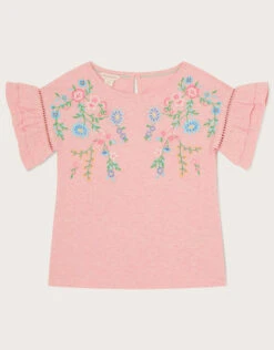 MONSOON Floral Embroidered T-Shirt Pink