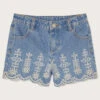 MONSOON Broderie Schiffli Denim Shorts Blue