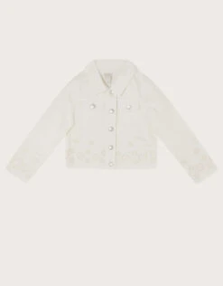 MONSOON Broderie Schiffli Denim Jacket White