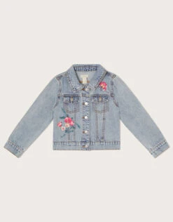 MONSOON Sequin Floral Denim Jacket Blue
