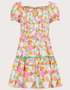 MONSOON Ditsy Shirred Dress Green