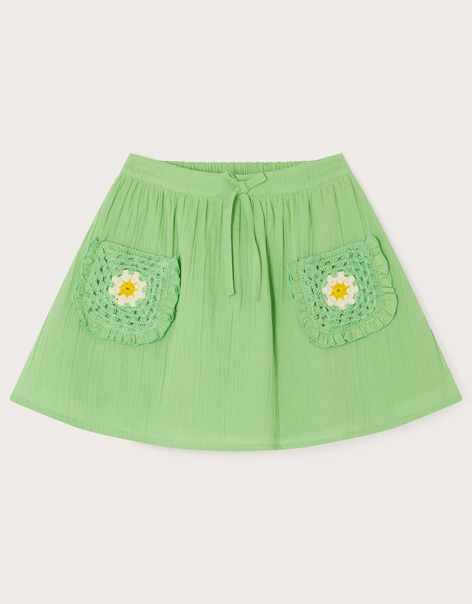 MONSOON Crochet Pocket Cheesecloth Skirt Green 1 MONSOON Crochet Pocket Cheesecloth Skirt Green