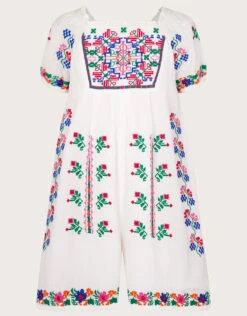 MONSOON Boutique Cross Stitch Swing Playsuit Ivory