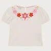 MONSOON Crochet Gem Detail T-Shirt Ivory