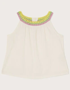 MONSOON Crochet Neckline Cami Top Ivory