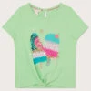 MONSOON Sequin Lolly Tie Front T-Shirt Green