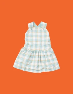 Little Green Radicals Check Print Pinafore Dress Blue