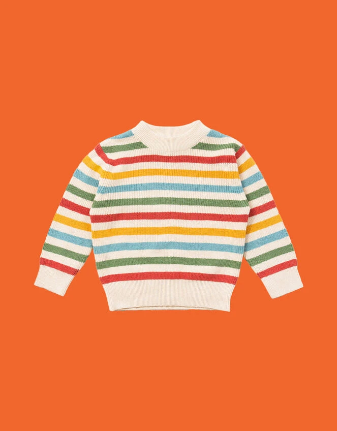 Little Green Radicals Rainbow Stripe Snuggly Knit Jumper Multi 1 Little Green Radicals Rainbow Stripe Snuggly Knit Jumper Multi
