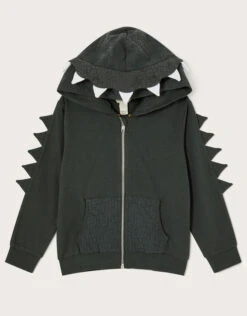 MONSOON Dinosaur Spikes Zip Through Hoodie Green