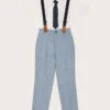 MONSOON Nathan Trousers, Shirt And Tie Set With Braces Blue