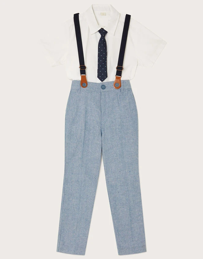 MONSOON Nathan Trousers, Shirt And Tie Set With Braces Blue 1 MONSOON Nathan Trousers, Shirt And Tie Set With Braces Blue