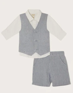 MONSOON Cooper Three-Piece Suit With Shorts Blue
