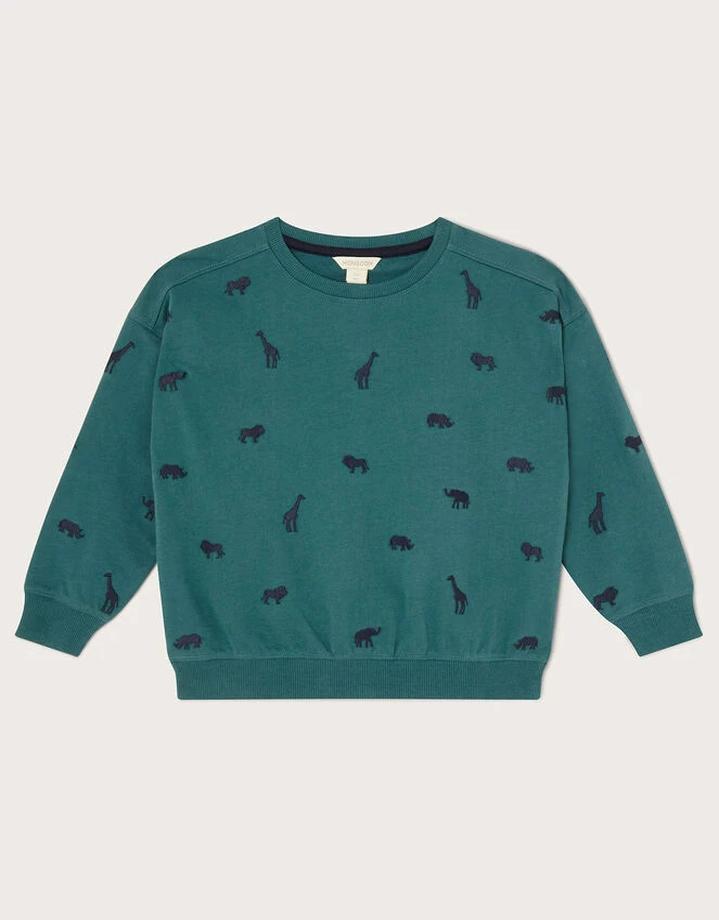 MONSOON Embroidered Safari Animal Sweater Green 1 MONSOON Embroidered Safari Animal Sweater Green