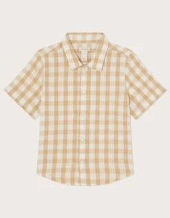 MONSOON Seersucker Check Shirt Natural