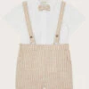 MONSOON Newborn Sammy Stripe Braces Short Set Natural